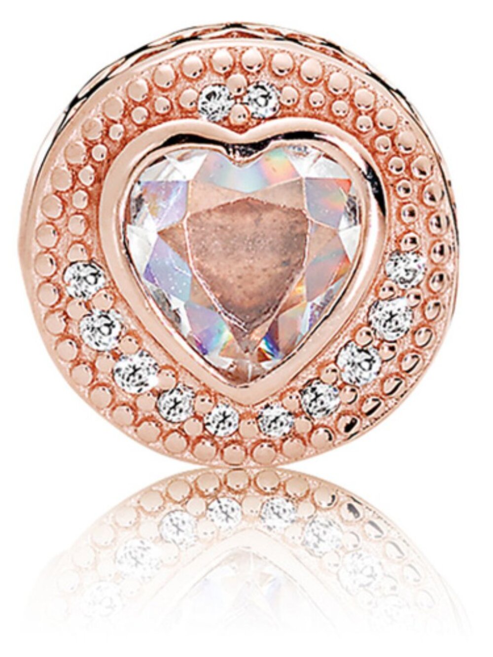 Pandora Rose ESSENCE COMPASSION Charm Authentic Heart Cubic Zirconia Warmth Love